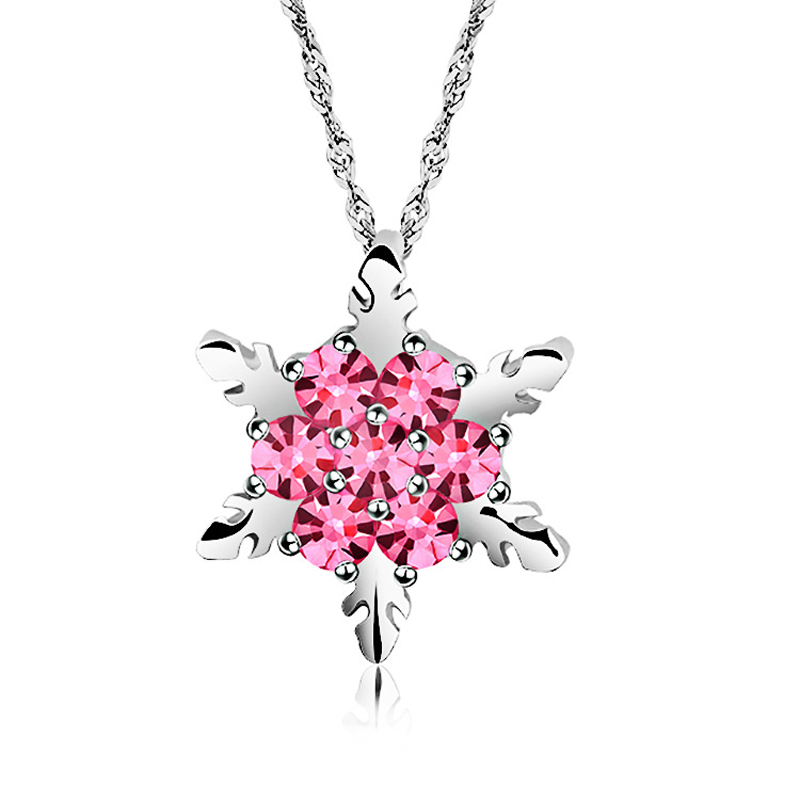 

New Fashion Snowflake Crystal Pendant Necklace OL Style Chain Neckalces Women Christmas Day Gifts Choker Jewerly