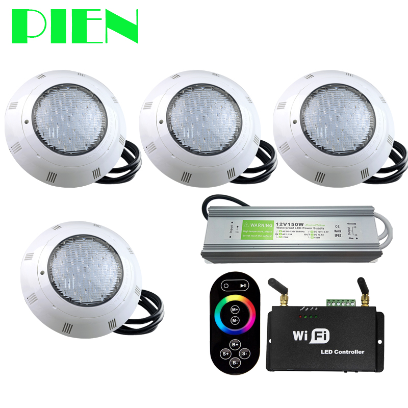 WIFI sans fil RGB LED piscine lumières résine remplie Par56 sous-marine Luz Piscina IP68 12V 18W 42W avec alimentation à distance RF 4 pièces