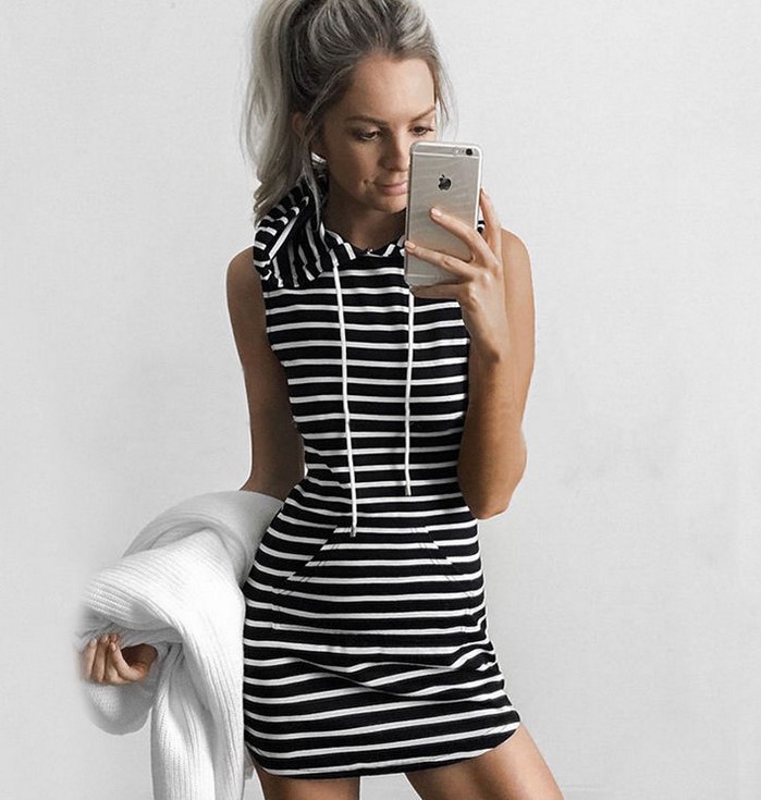 

Summer Sexy Designer New Women Hooded Dresses Grey Hoody Designer New Women Casual Short Dress S-2XL, Blue