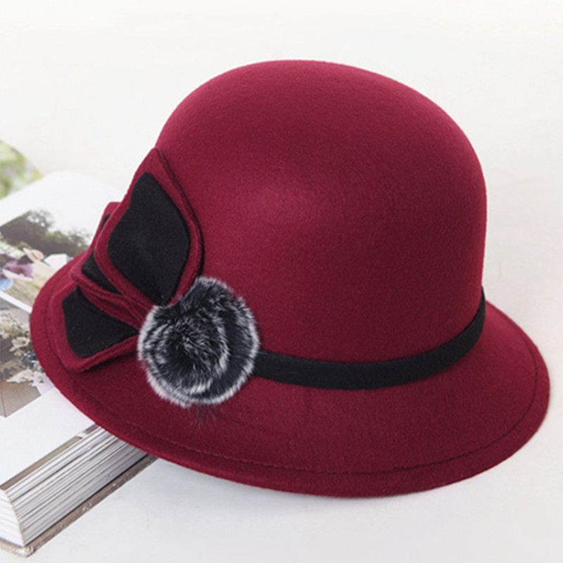 

XdanqinX 2018 New Style Spring Autumn Fashion Women's Hat Retro England Warm Fedoras Noble Elegant Flower Decoration Female Hats, Black