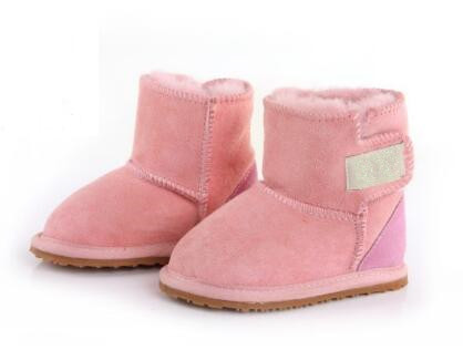 

Top quality Australia Baby Snow boots Australia WGG Classic Style Cow Suede Leather Waterproof Winter Cotton boots Warm Long Boots, Rose red