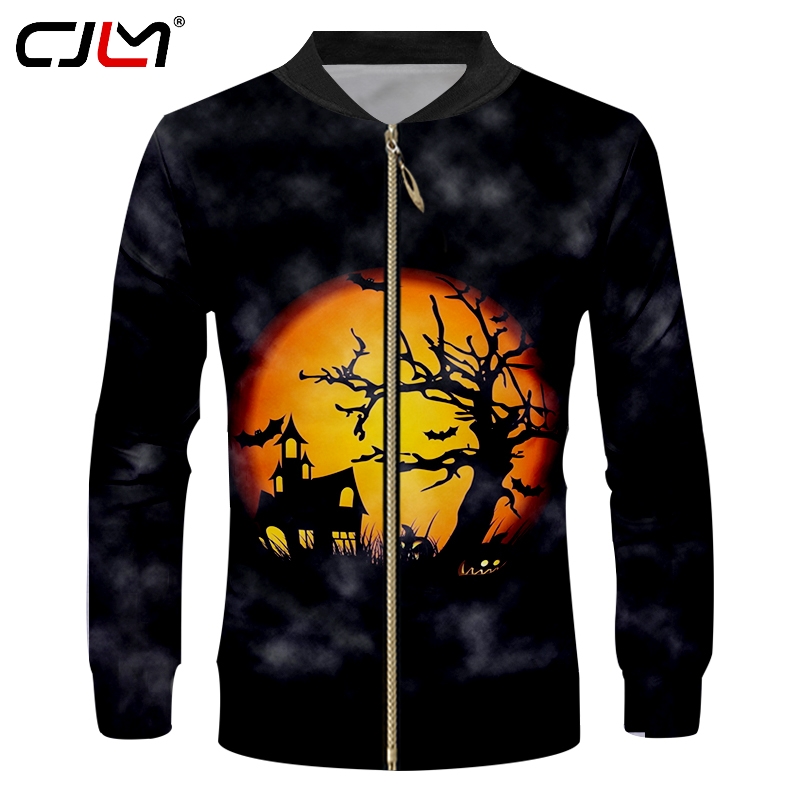 

CJLM Horrible Halloween Men' Big Size 6Xl Zip Jacket 3D Printed Pumpkin House Man Fashion Best Selling Zipprt Sweatshirt 5XL