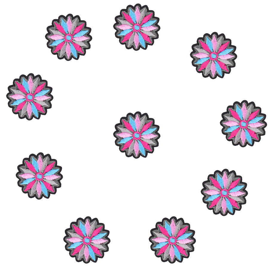 

10 PCS Colorful Flower Embroidered Patches for Clothing Iron on Transfer Applique Patch for Dress Bags DIY Sew on Embroidery stickers, Black