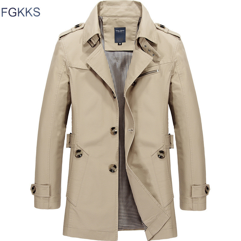 FGKKS 2018 Men Jacket Coat New Fashion Trench Coat Brand Jackets Mens Casual Slim Fit Overcoat Jacket Male Outerwear S18101802