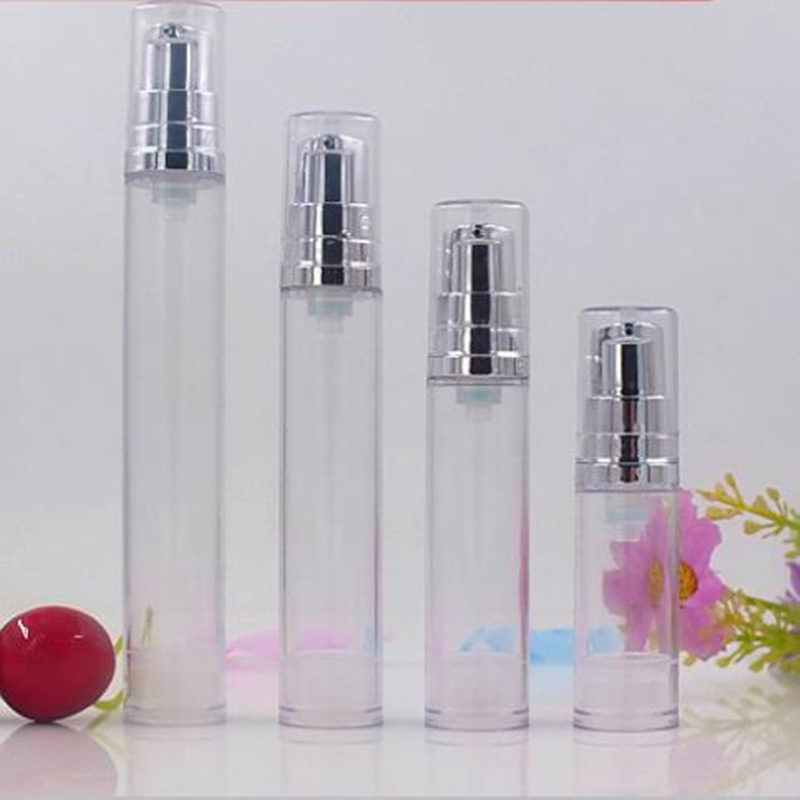 

15ML 12ML 10ML 5ML Clear Airless Lotion Pump Bottle Emtpy Refillable hand cream bottle With lotion pump Container F692