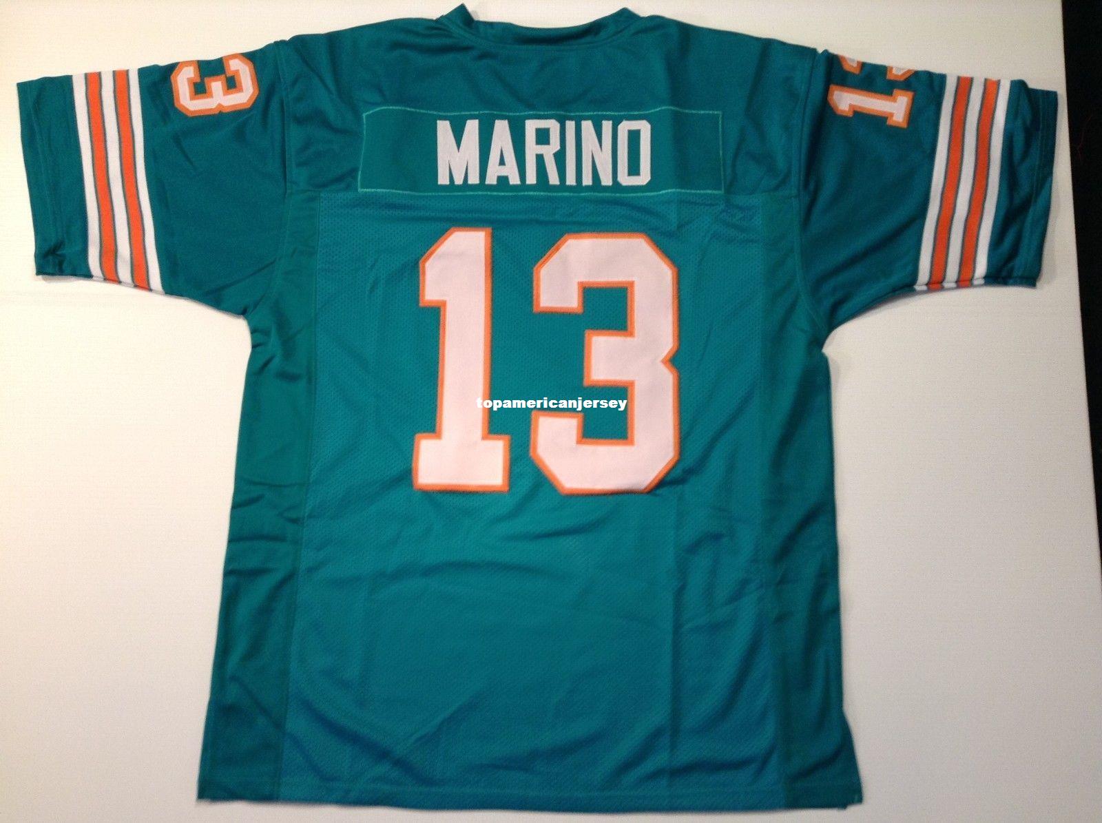 

Cheap Retro custom Sewn Stitched #13 Dan Marino Teal MITCHELL & NESS Jersey Top S-5XL,6XL Men's Football Jerseys Rugby, Black;blue