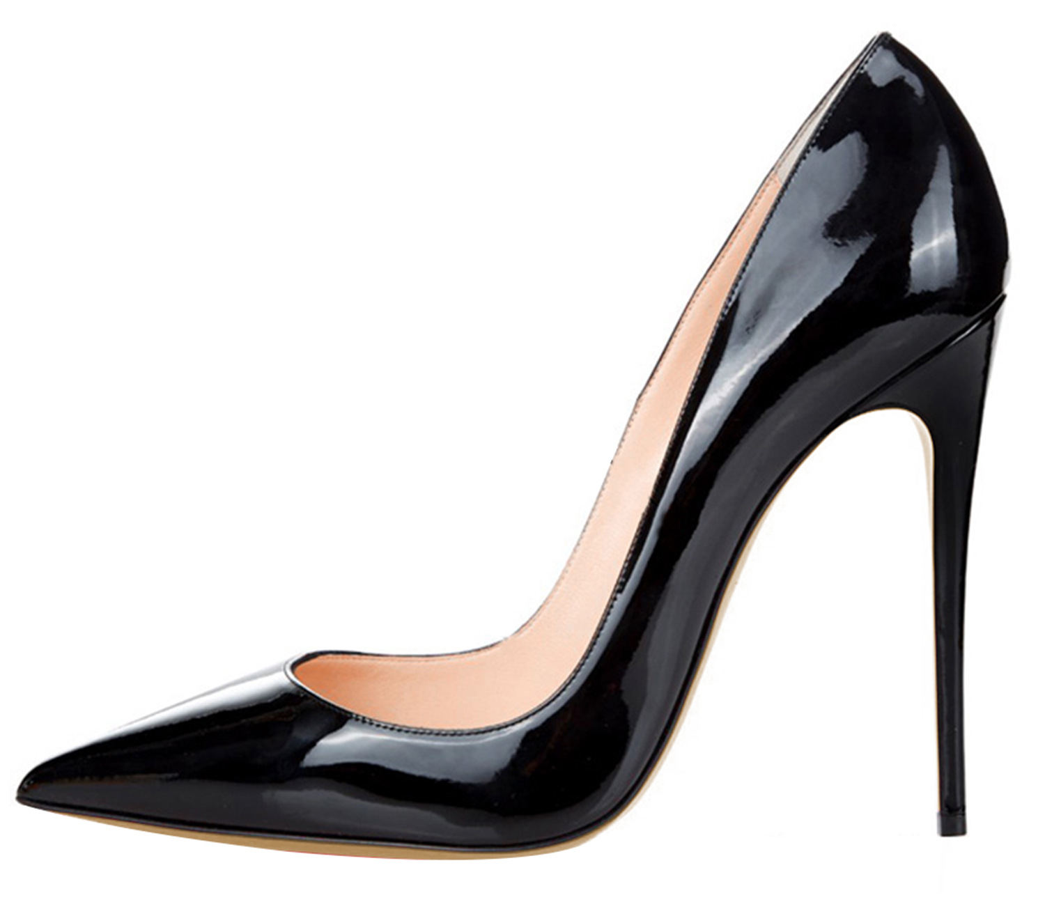 

Luxury designer patent leather pumps 12cm pointed toe multicolors red bottom high heels big size lady dress shoes, Black