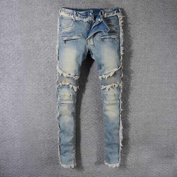 

SS18 Skinny Slim Fit Washed Coating material Luxury Denim Elastic Motorcycle Men BM8818 Jeans Designer Men Jeans SZ28-40