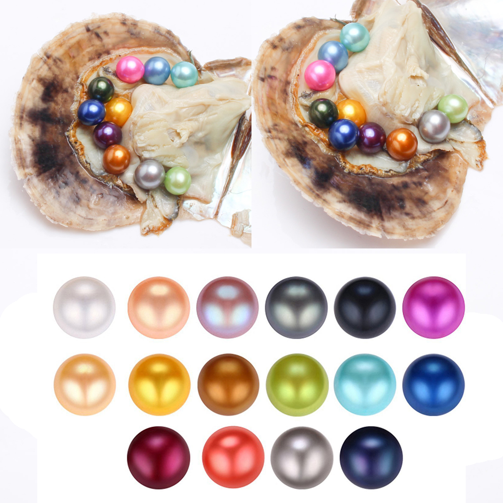 

NEW 1pc 6-8mm Round Variety Good Of Color Seawater Rice Akoya Pearl Oysters Individually Vacuum Pack Fashion Trend Gift Surprise Shell