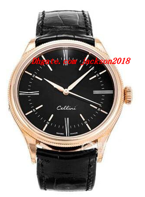 

Luxury Wristwatch NEW CELLINI 18KT ROSE GOLD REF.50505 Automatic Mechanical Mens Watches Men's Watch Top Quality, Black
