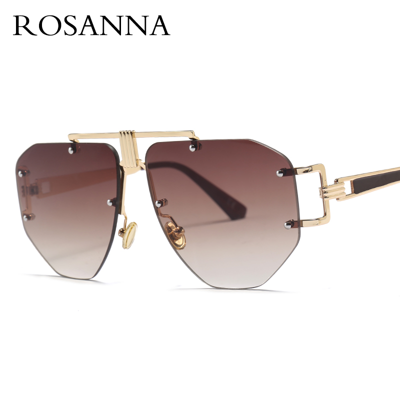 

2018 Oversized Women Men Square Rimless Sunglasses Brand Design Vintage Irregular Eyewear Metal Frame Sun Glasses Female UV400