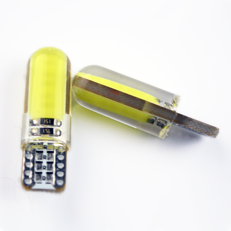 

50 x Car LED Silicone Small Lights T10 194 W5W COB White Light Car-styling Blue Red Yellow Green Pink Crystal Blue Color