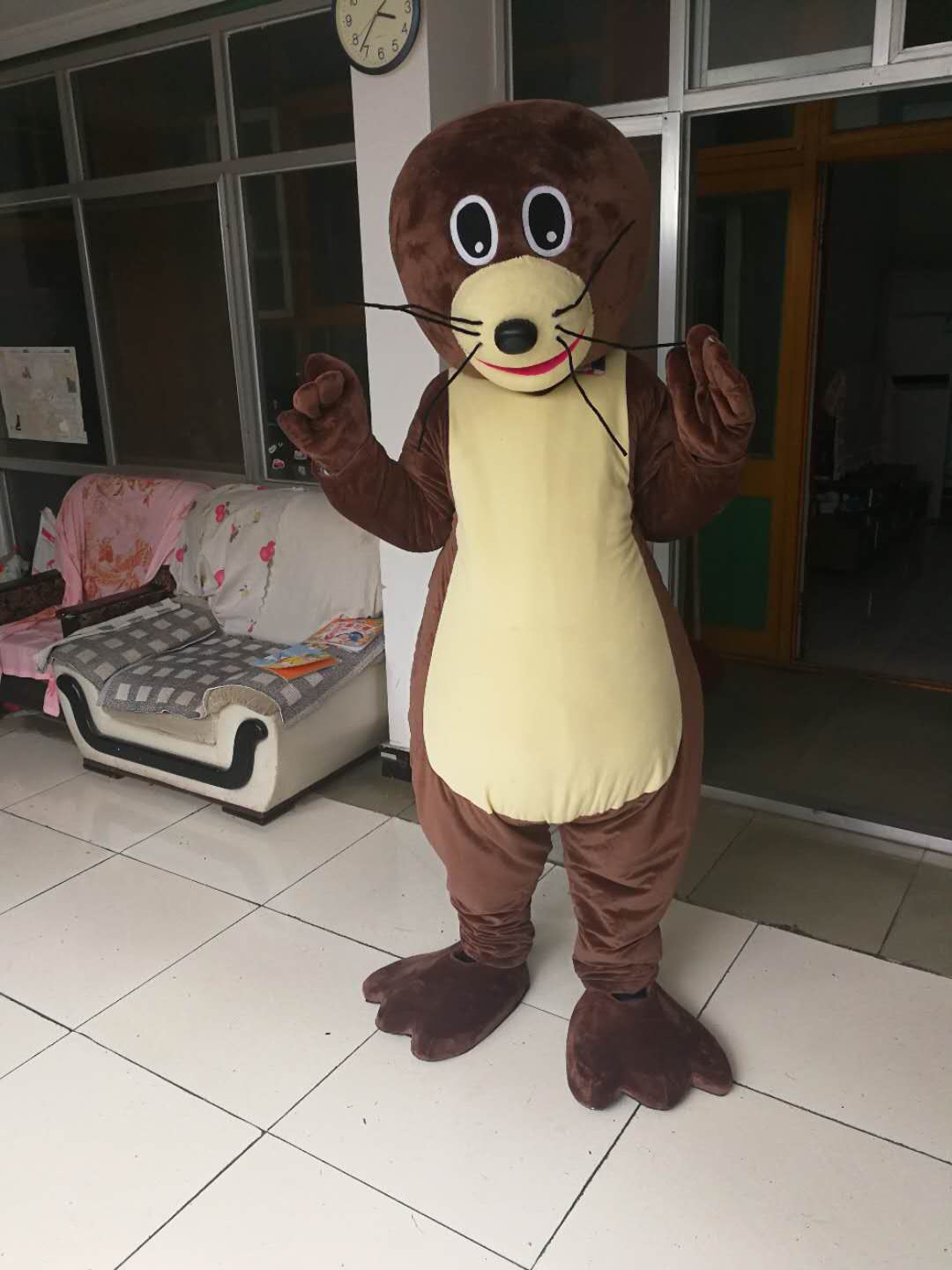 

high quality Real Pictures designed Sea lion mascot costume add a LOGO Adult Size free shipping, Brown