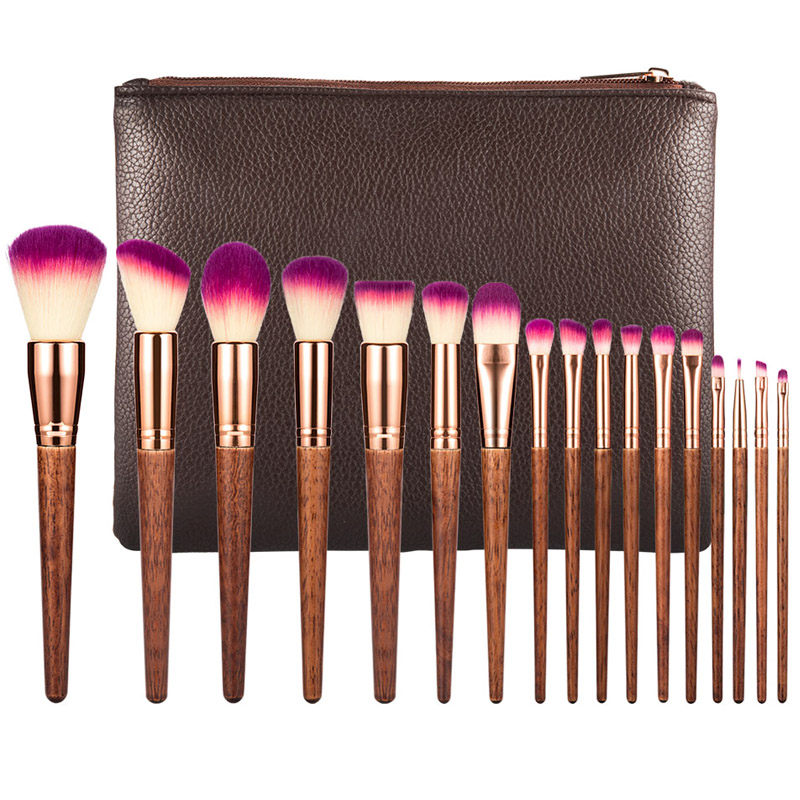

Professional 17pcs Makeup Brushes Set Fashion Lip Powder Eye Kabuki Brush Complete Kit Cosmetics Beauty Tool with Leather Case