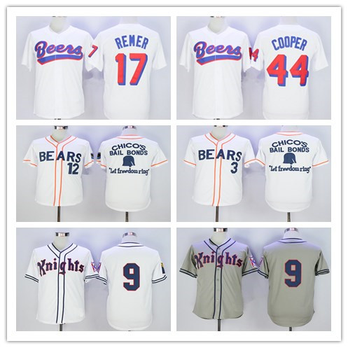 

Best The BASEketball Beers Movie Jerseys Baseball 17 Doug Remer 44 Joe COOP Cooper BASEketball White Button Shirts Gray 9 Roy Hobbs Jersey, Yellow