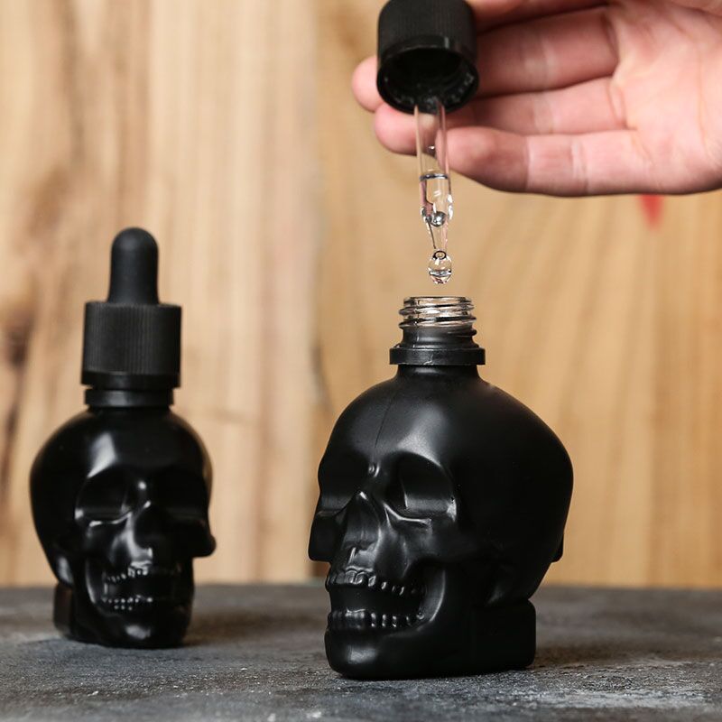Black Scrub Skull Bitter Bouteille de médecine amère Flacon compte-gouttes BITTER 30/60 / 120ml