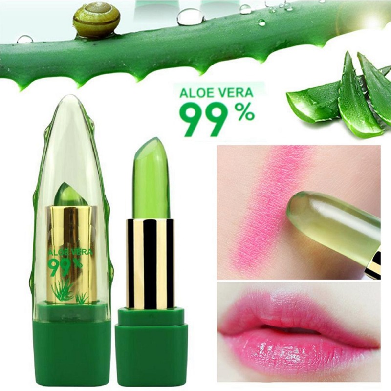 

Lip Balm Batom 99% Aloe Vera Natural Temperature Change Color Jelly Moistourizing Lipstick Long Lipbalm Nutritious Labial Makeup, Same as picture