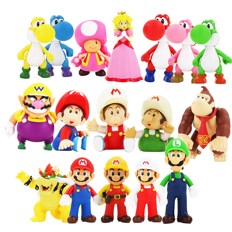 Mario Brothers Luigi Peach Daisy Donkey Kong Toad Yoshi Figurine Cake Toppers