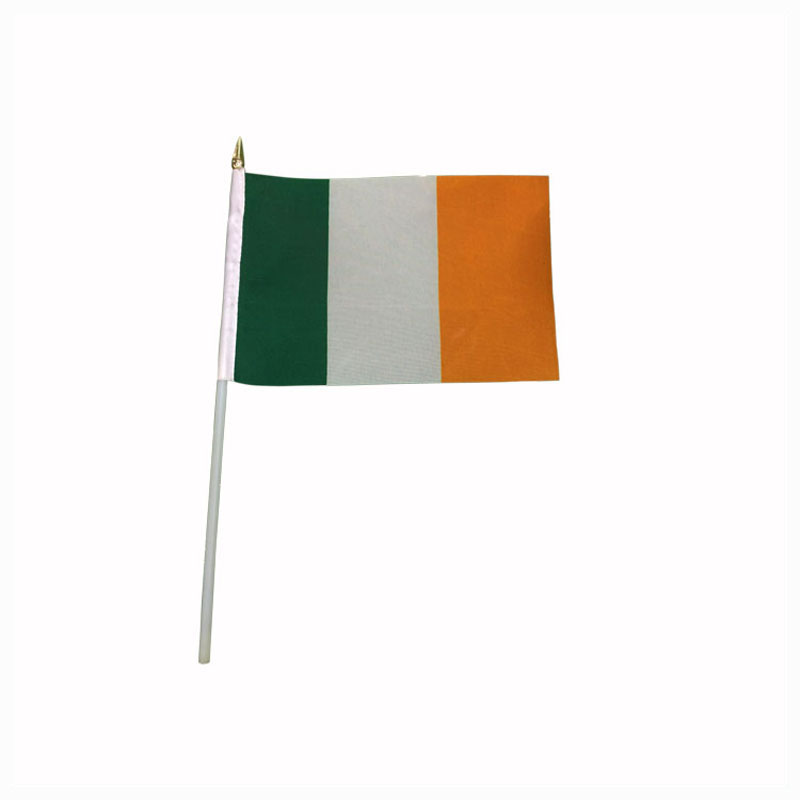 Ireland flag in high quality,14*21cm super mini flag with white plastic pole,Ireland national flag 100PCS/LOT-image-421741943