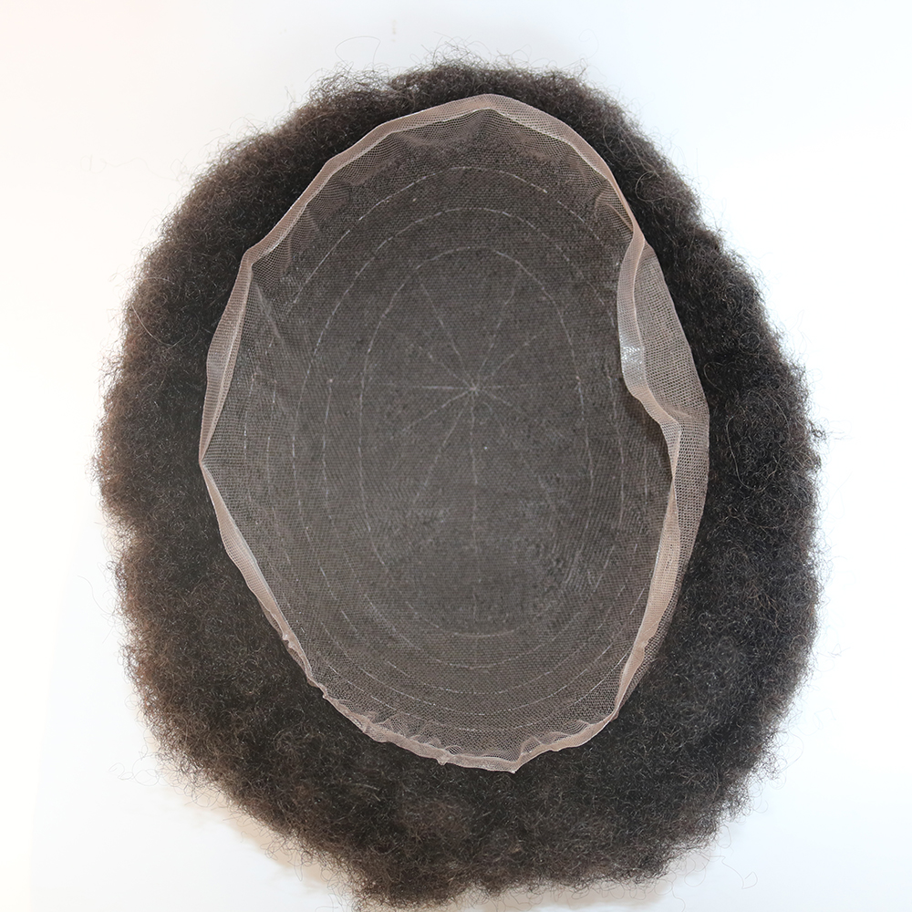 human hair Men's For Black Men Afro Toupee African American Wigs 8x10inch Africa Curly Mens Lace Front Wig-image-1106843577
