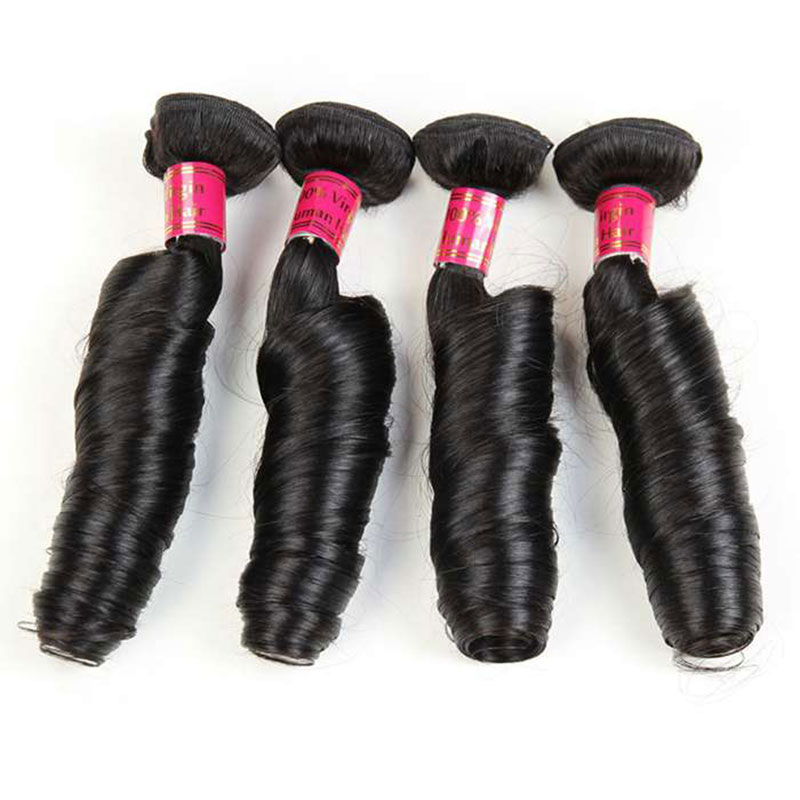 

4 Bundles of Brazilian Virgin Hair Spring Curly Aunty Funmi Hair 10A Grade Human Hair Weave Bundles Spiral Curl Weave Natural Color