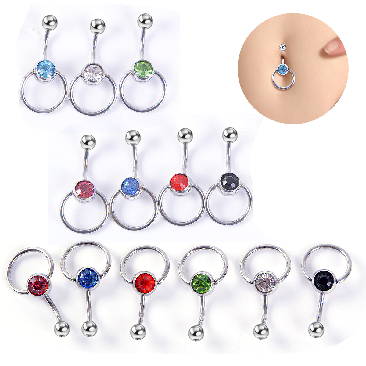 

Newest! Sexy Navel rings Belly Button ring Body Piercing Jewelry for women Circle Dangle charms Navel rings