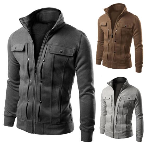 

Men's Solid Zipper Hoodies Long Sleeve V Neck Cotton Hoodie with Pockets High Neck Fit Sweatshirt for Autumn Winter Short Cardigan XN, Light grey