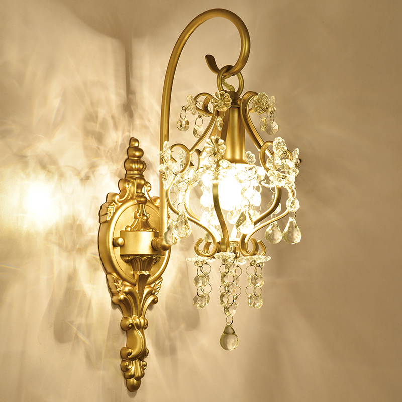 French Crystal Wall Lamp Modern Living Room Bedroom Aisle Wall Light Hotel D Mirror Lights Creative American Country Sconce Lighting-image-425737033