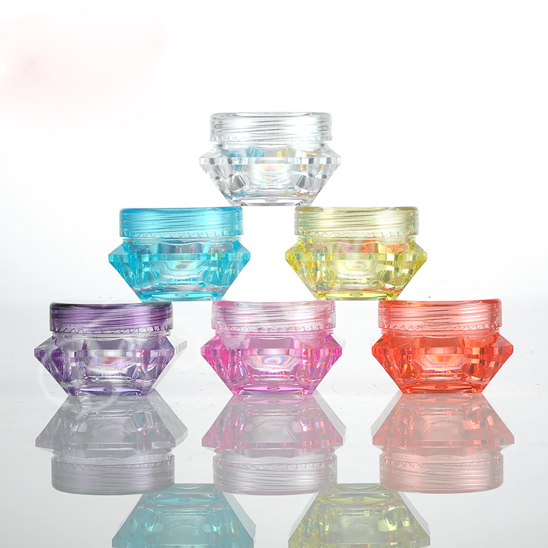 

5g Plastic Cosmetic Container Diamond Cream Jar Makeup Sample Jars With Wscrew Cap Plastic Packaging Bottle100pcs/lot