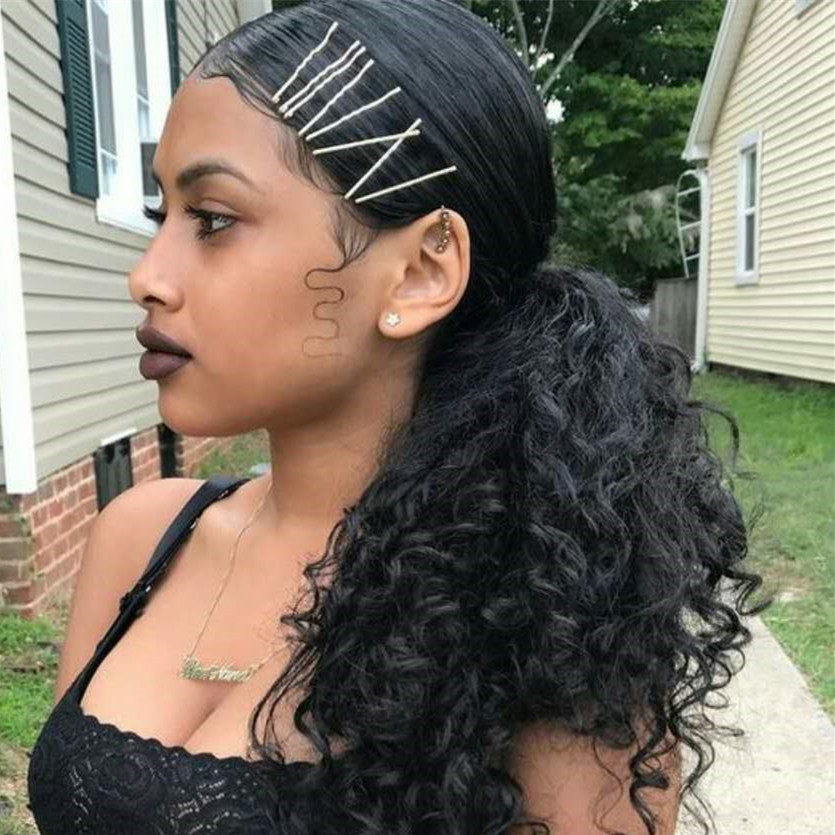 

20" NEW Arrival Women's Ponytail Hair Extension Human Hair Kinky Curly Ponytail Extensions 120g #1 Jet Black