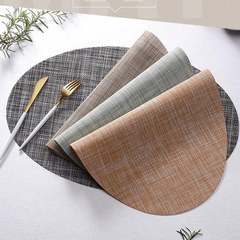 

Place Mat Round Placemats Kitchen Table Placemat Heat Insulation Stain-resistant Washable PVC Table Mats