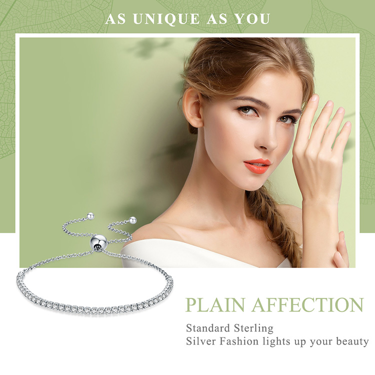 

Authentic 925 Sterling Silver Sparkling Strand Bracelet Fit Charm Beads Chain Bracelet For Women Girl Gift
