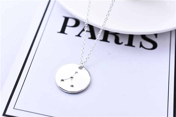 

30pcs Unique Cancer Constellation Necklace Jewelry Round Coin Cancer Map Diagram Zodiac Astrological Sign Necklace Birthday Gift