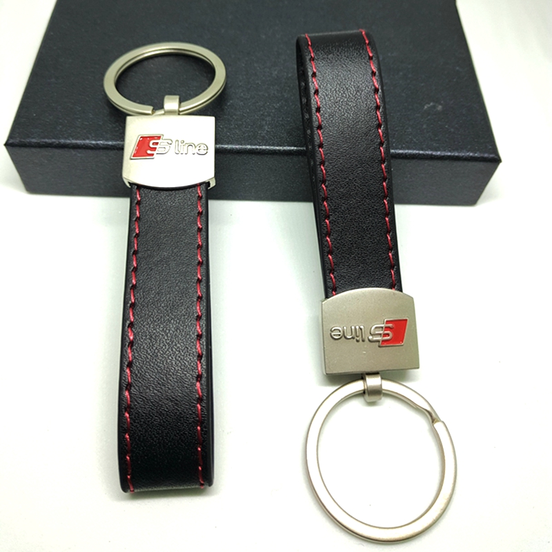 

PU Leather Metal Car Keychain Keyring Key Chain Ring Key Holder For Audi Sline S Line A3 A4 A5 A6 S3 S4 S5 RS Q3 Q5 Q7 Good Quality, As pic