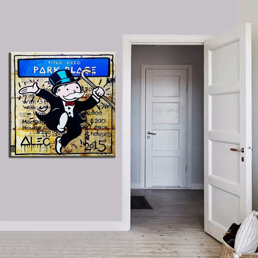 

Alec Monopoly Oil Painting on Canvas Graffiti Wall Art Home Decor High Quality Handpainted Banksy Street Art Multi Sizes Frame Options g126