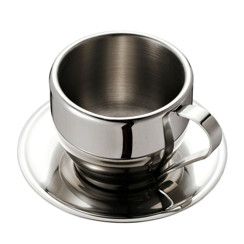 

250ml Double Wall Stainless Steel Coffee Cups And Mugs Espresso Cup Set Tea Cup And Saucer