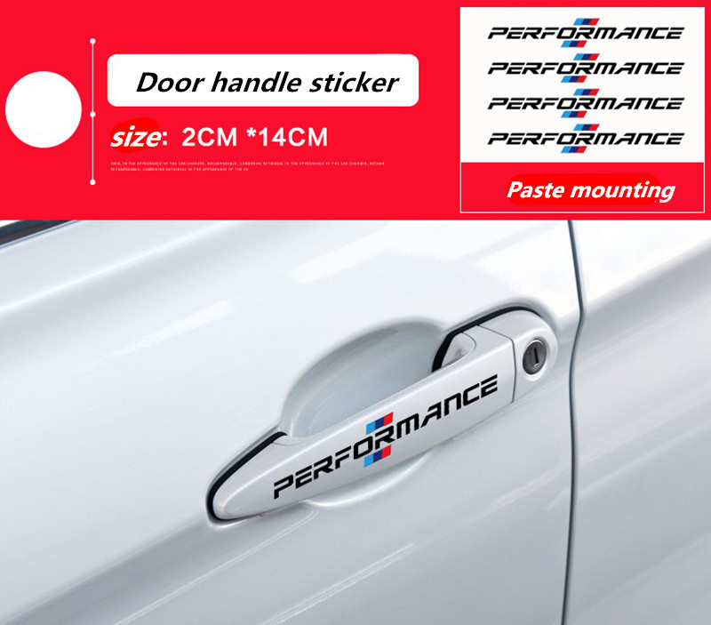 4PCS/LOT 2017 Car Styling Car Door Handle Car Stickers Performance Decoration For bmw f30 f34 f10 e46 e39 e60 e90 e70 e71 x5 x6