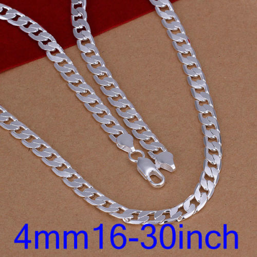 

XMAS Fashion 925 Sterling Silver Curb Chain Necklace, New Arrival 4MM Necklace 16inch 18" 20 22 24 26 28 30inch Link Men Women
