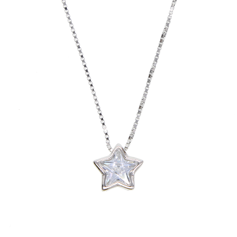 

100% real 925 sterling silver star heart shape pendant necklace with silver gold box chain necklace for wedding jewerlry