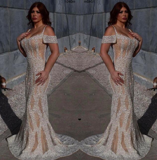 

Evening dress Yousef aljasmi Kim kardashian Spaghetti Beaded Short sleeve Mermaid Long dress Almoda gianninaazar ZuhLair murad, Same with picture