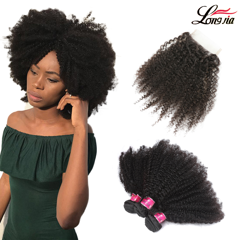 

Charmingqueen Indian Afro Kinky Curly Hair Extension afro kinky virgin hair with free part 4*4 closure Indian afro kinky human hair closure, Natural color