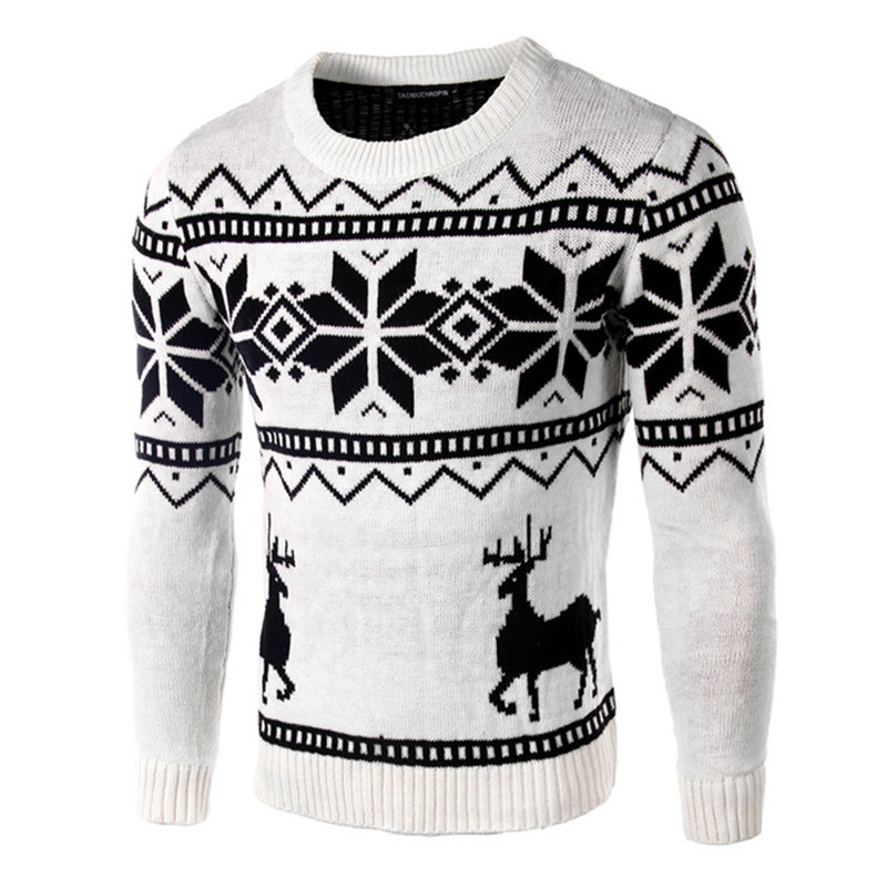 Sweaters Male Men O-Neck Long Sleeve Cotton Fashion Christmas thin printed Sweater with Deer Pattern Brand Slim Pullovers D1892902
