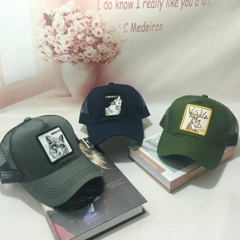 

2018 Animal Embroidery Summer Baseball Cap Men Women Mesh Snapback Cap Bone hip hop Streetwear Sports Trucker