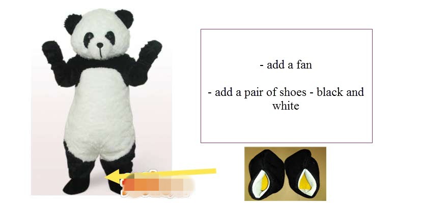 

High-quality Real Pictures Deluxe panda mascot costume Adult Size free shipping, Black