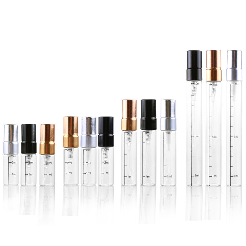 

2ML 3ML 5ML 10ML Clear Glass Spray Bottle Portable Perfume Atomizer Mini Sample Test Tube Bottle Thin Glass Vials F568