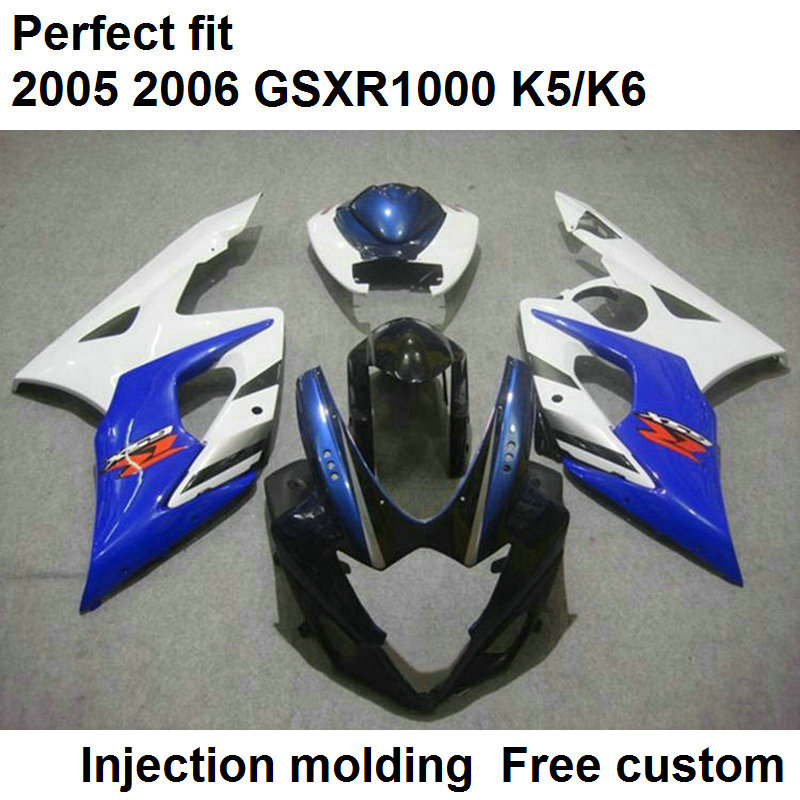 

Injection molding fairings for Suzuki GSXR1000 2005 2006 white blue motorcycle fairing kit GSXR1000 05 06 HG12, Same as picture