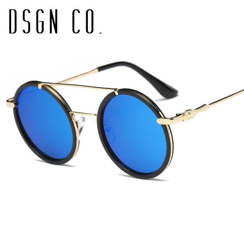 

DSGN CO. 2018 Stylish Steampunk Sunglasses For Men And Women Vintage Punk Round Sunglasses 7 Color UV400