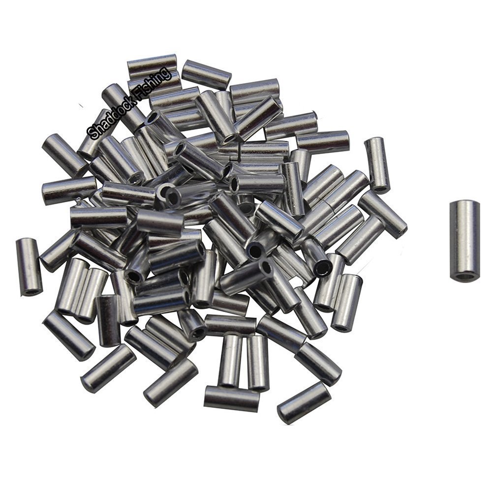 

100pcs High Strength 100% Aluminum Alloy Single Crimp Sleeve Aluminum Tube Finish Hook Connector Kit for Saltwater&Freshwater Fishing