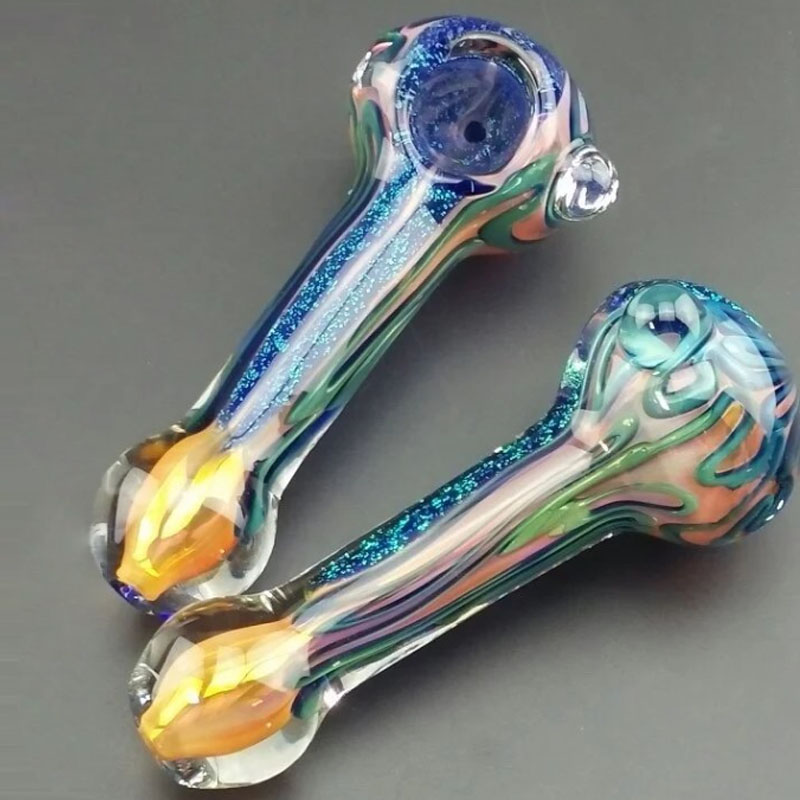 

glass smoking pipe fluorescent tobacco pipe tobacco Hand Pipes pyrex colorful spoon glass water pipe Smoking Accessories