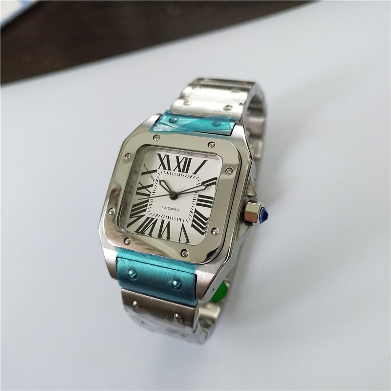 

Man watch stainless watches Mens Automatic Watch steel wrist watch white face 02